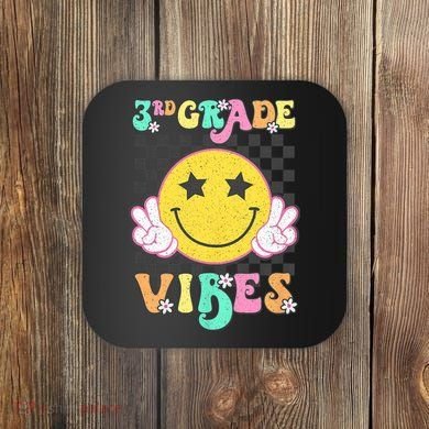 3rd Grade Vibes Smile Face Back To School Third Grade Coaster