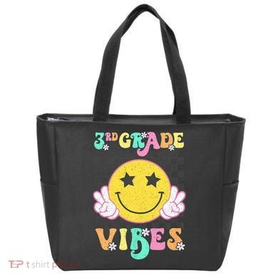 3rd Grade Vibes Smile Face Back To School Third Grade Tote Bag