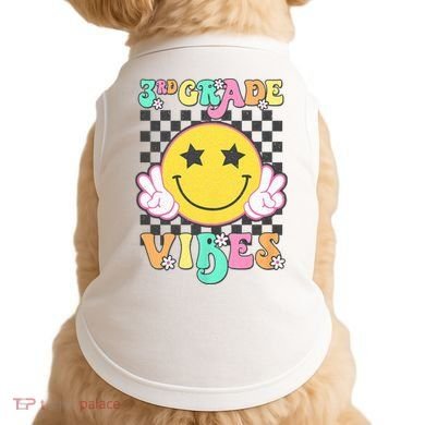 3rd Grade Vibes Smile Face Back To School Third Grade Doggie Tank
