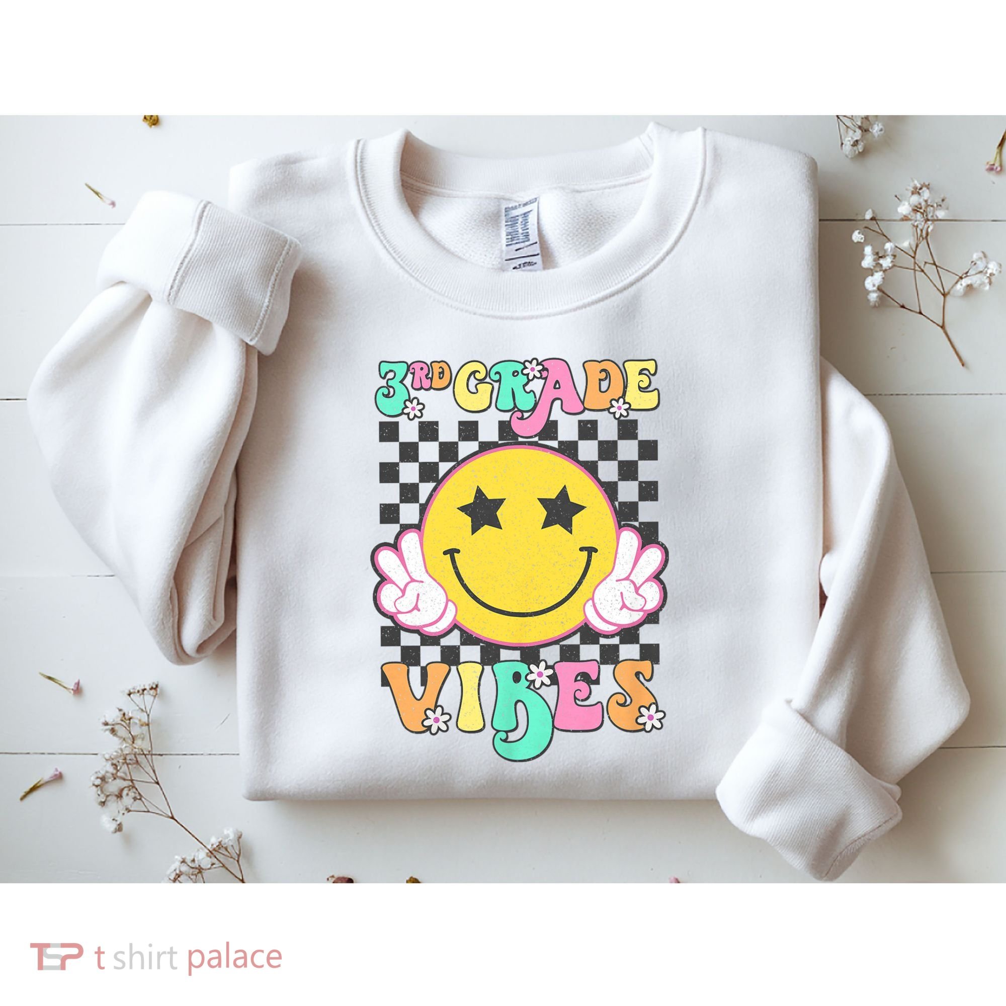 3rd Grade Vibes Smile Face Back To School Third Grade Sweatshirt