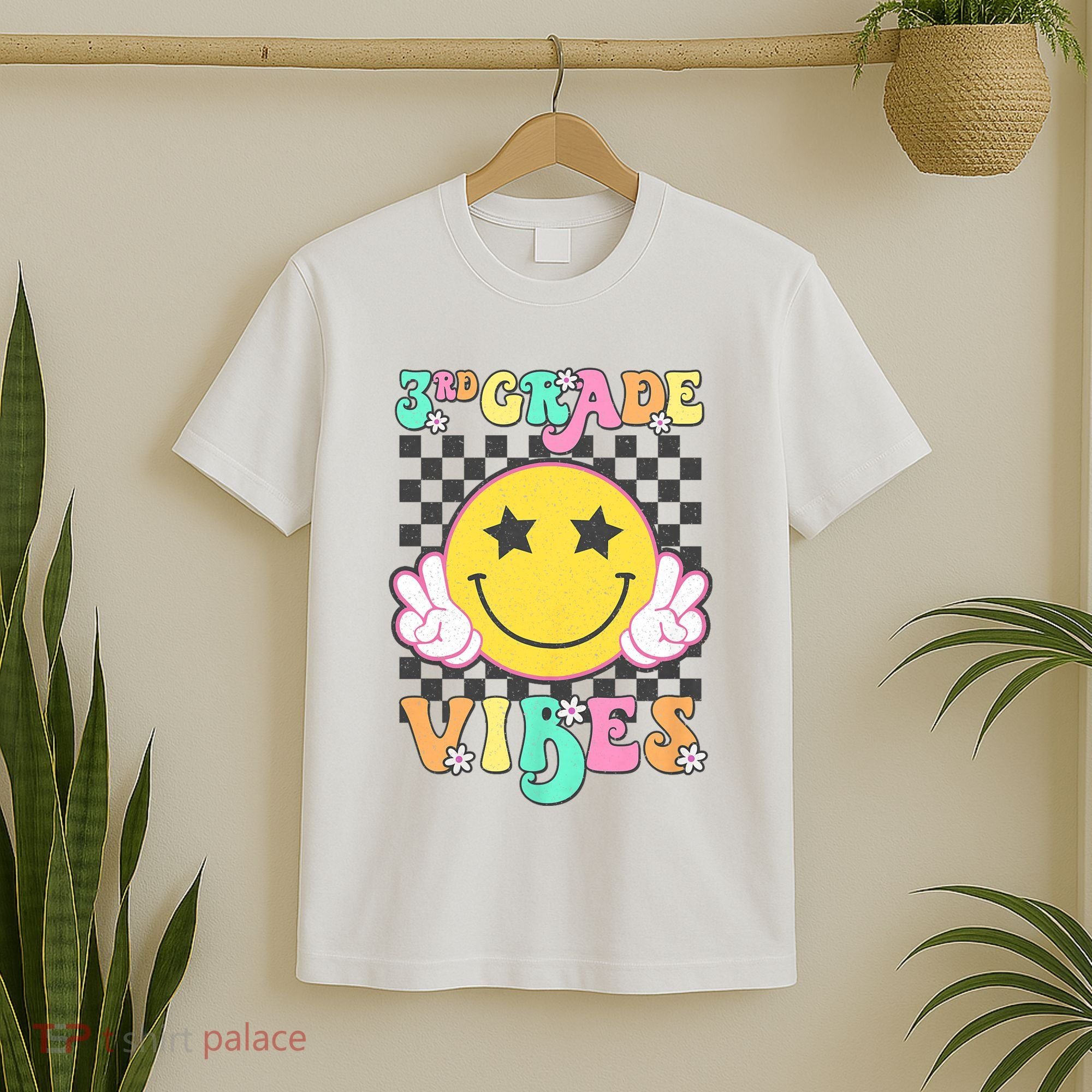 3rd Grade Vibes Smile Face Back To School Third Grade T-Shirt