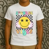3rd Grade Vibes Smile Face Back To School Third Grade T-Shirt thumb 3