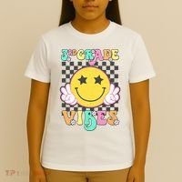 3rd Grade Vibes Smile Face Back To School Third Grade T-Shirt thumb 4