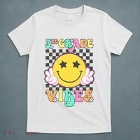 3rd Grade Vibes Smile Face Back To School Third Grade T-Shirt thumb 5