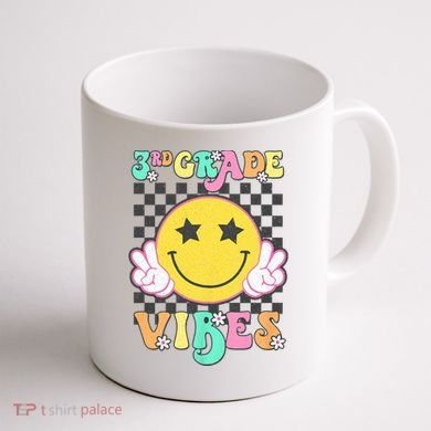 3rd Grade Vibes Smile Face Back To School Third Grade Coffee Mug back