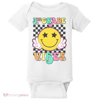 3rd Grade Vibes Smile Face Back To School Third Grade Baby Bodysuit