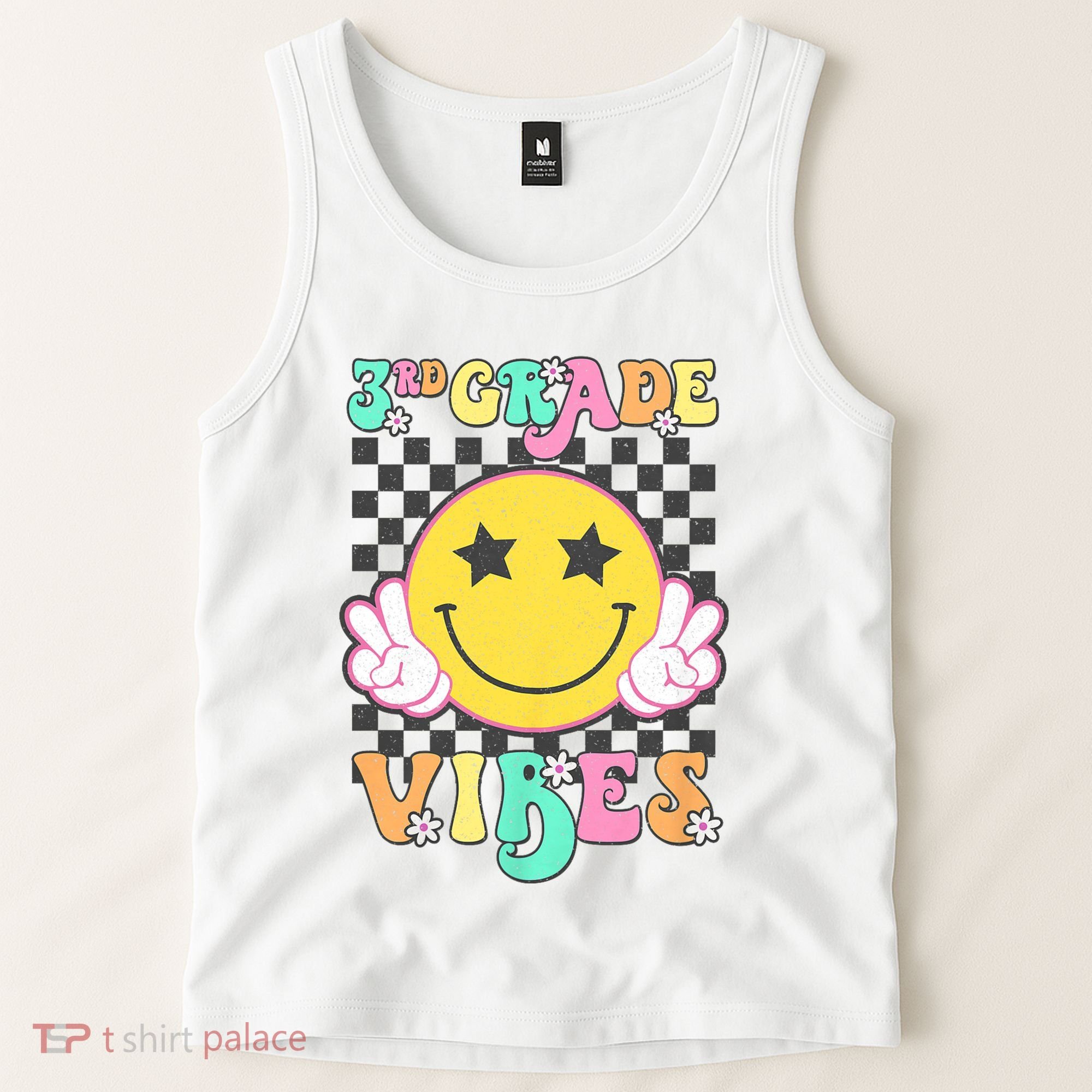 3rd Grade Vibes Smile Face Back To School Third Grade Tank Top