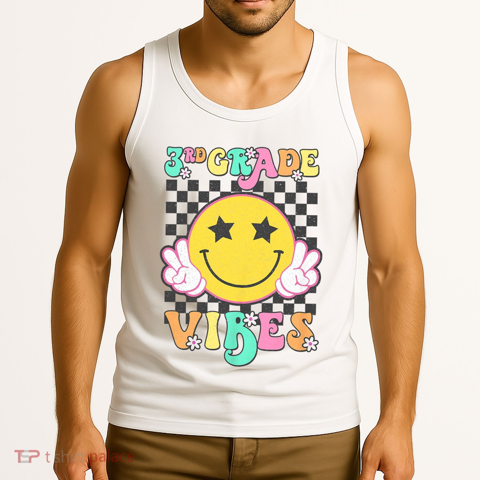 3rd Grade Vibes Smile Face Back To School Third Grade Tank Top