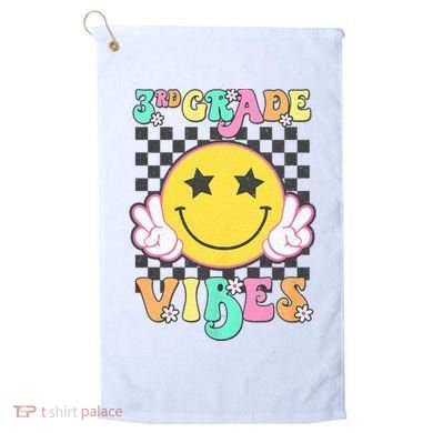 3rd Grade Vibes Smile Face Back To School Third Grade Golf Towel