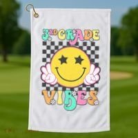 3rd Grade Vibes Smile Face Back To School Third Grade Golf Towel thumb 1