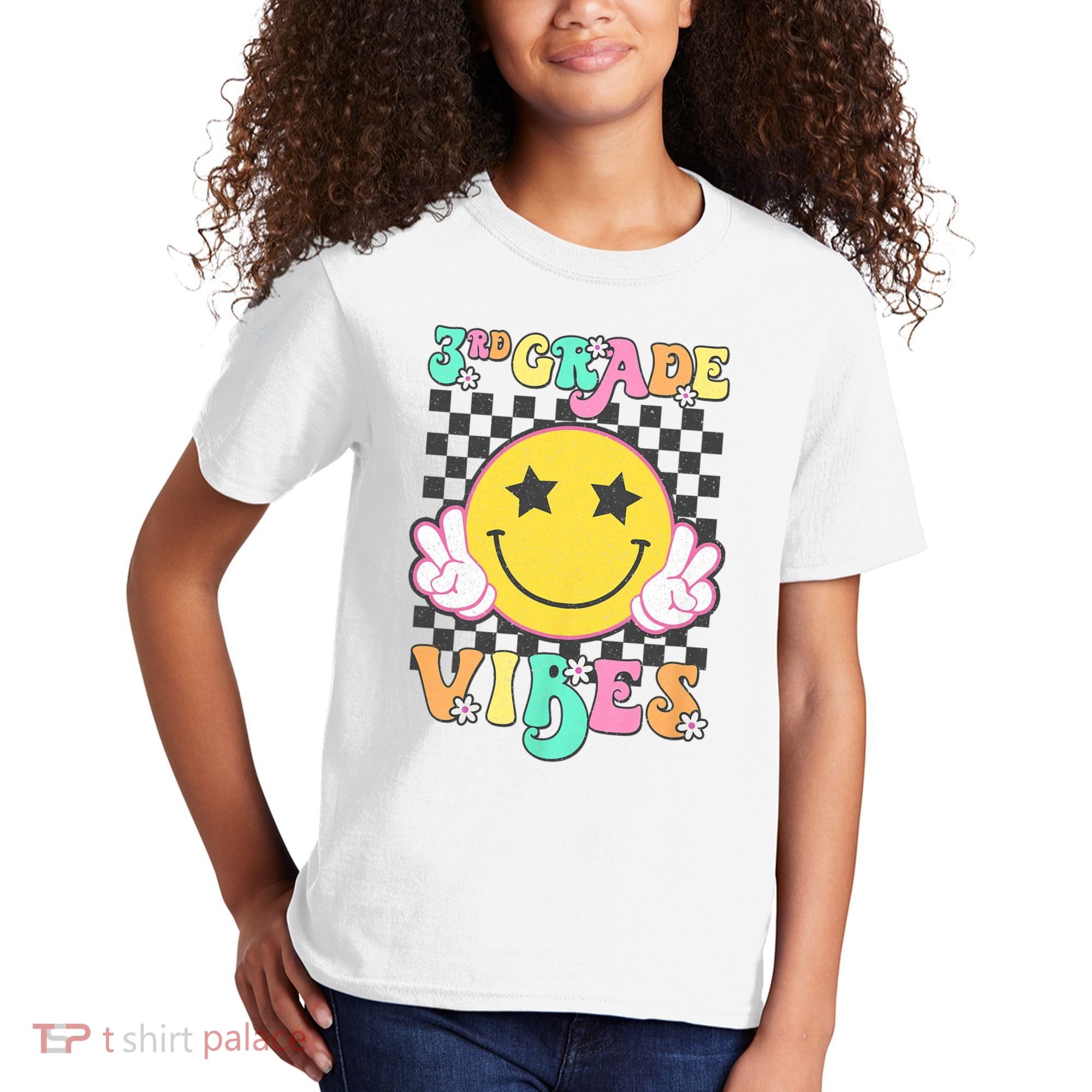 3rd Grade Vibes Smile Face Back To School Third Grade Kids T-Shirt