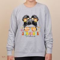 3rd Grade Vibes Messy Bun Third Grade Back To School Women's Sweatshirt thumb 0