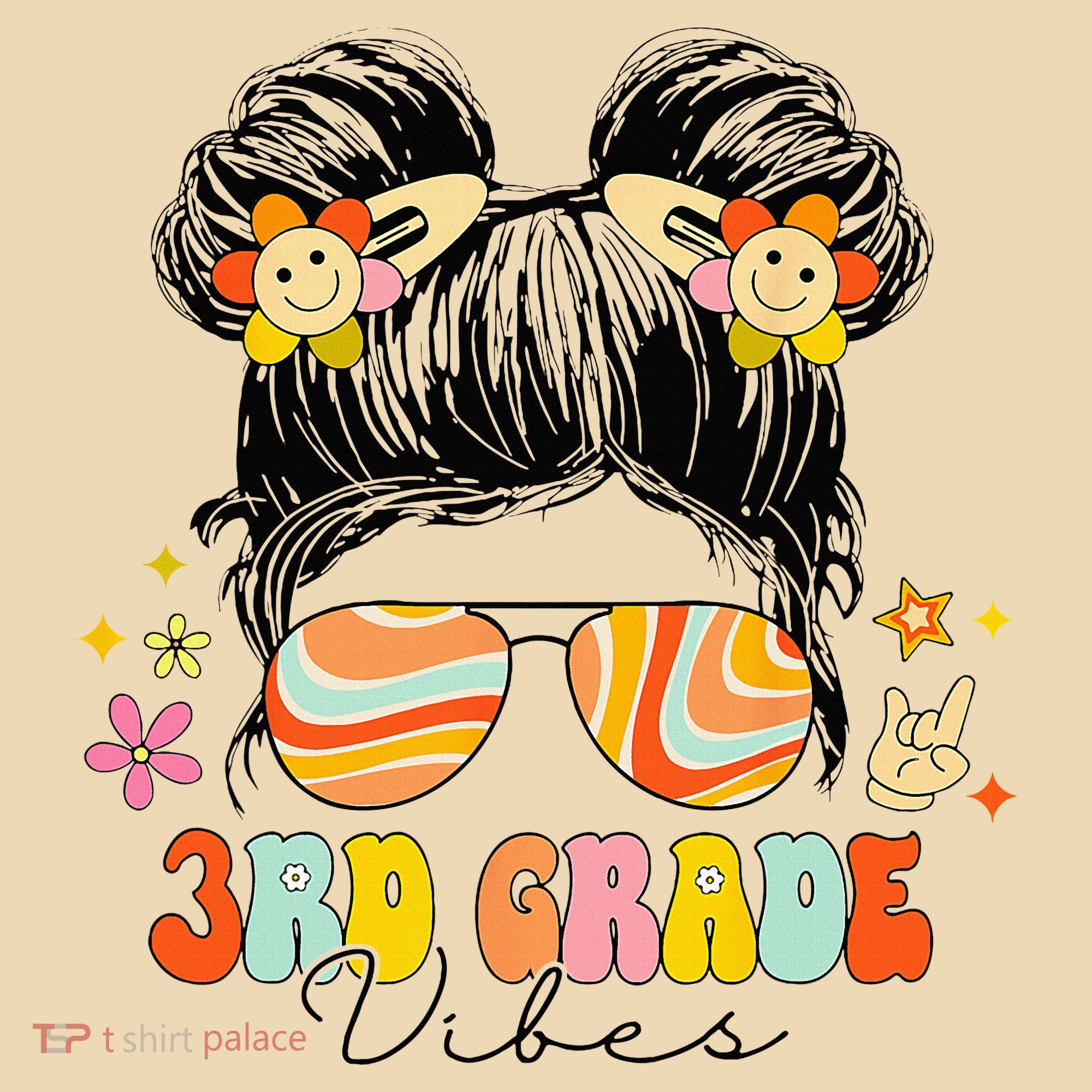 3rd Grade Vibes Messy Bun Third Grade Back To School Tote Bag