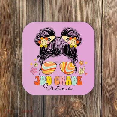 3rd Grade Vibes Messy Bun Third Grade Back To School Coaster
