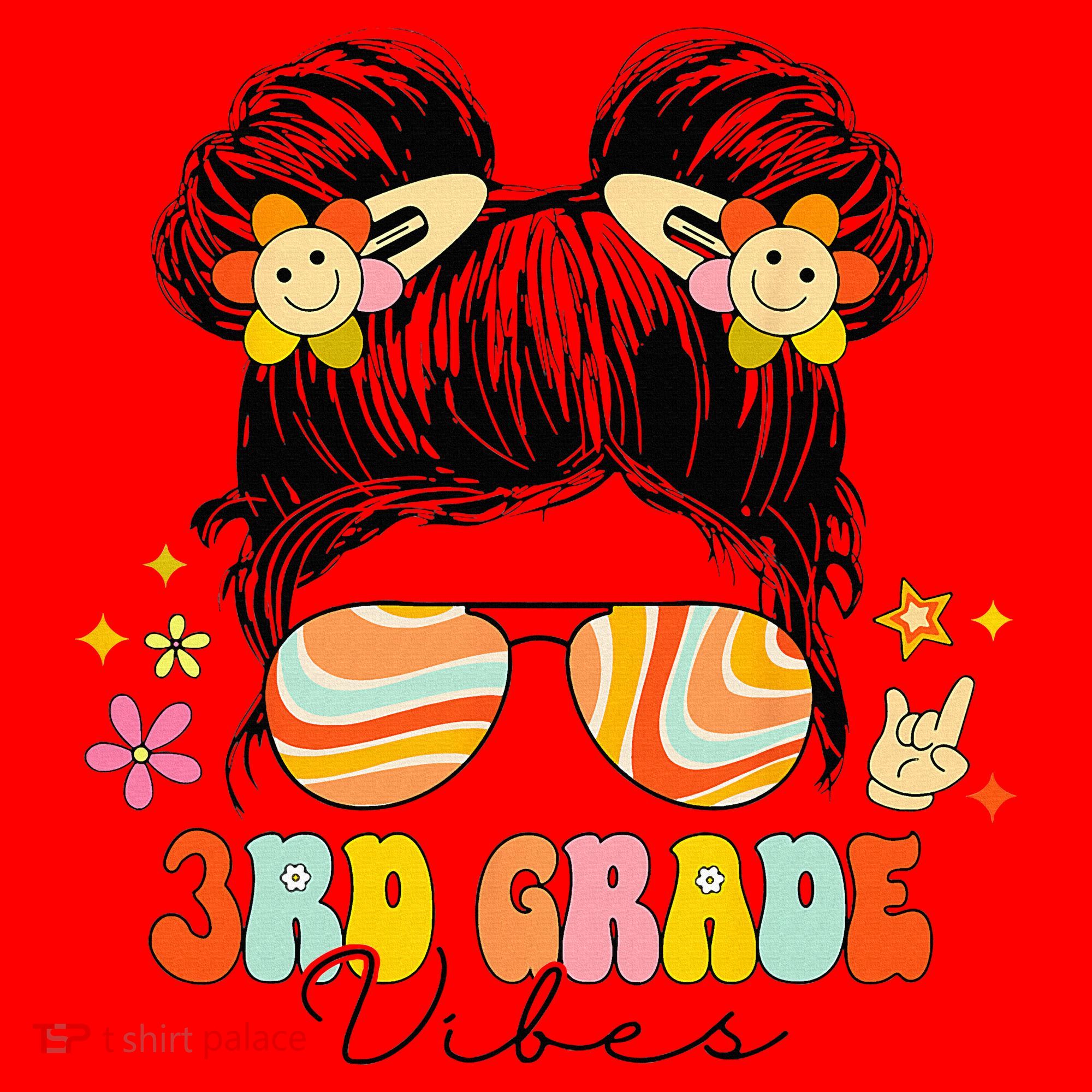 3rd Grade Vibes Messy Bun Third Grade Back To School Santa Hat