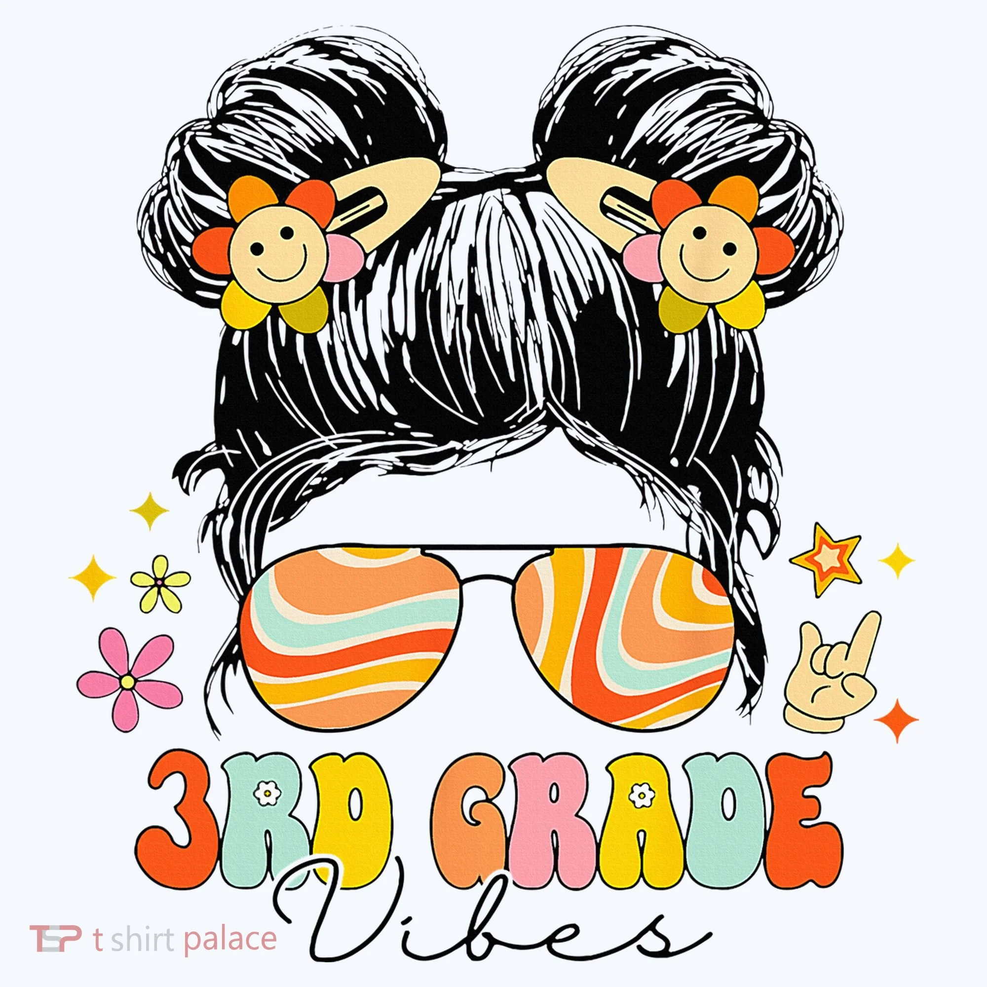 3rd Grade Vibes Messy Bun Third Grade Back To School Doggie Tank