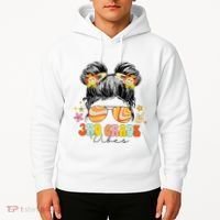 3rd Grade Vibes Messy Bun Third Grade Back To School Hoodie thumb 2