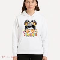 3rd Grade Vibes Messy Bun Third Grade Back To School Hoodie thumb 5