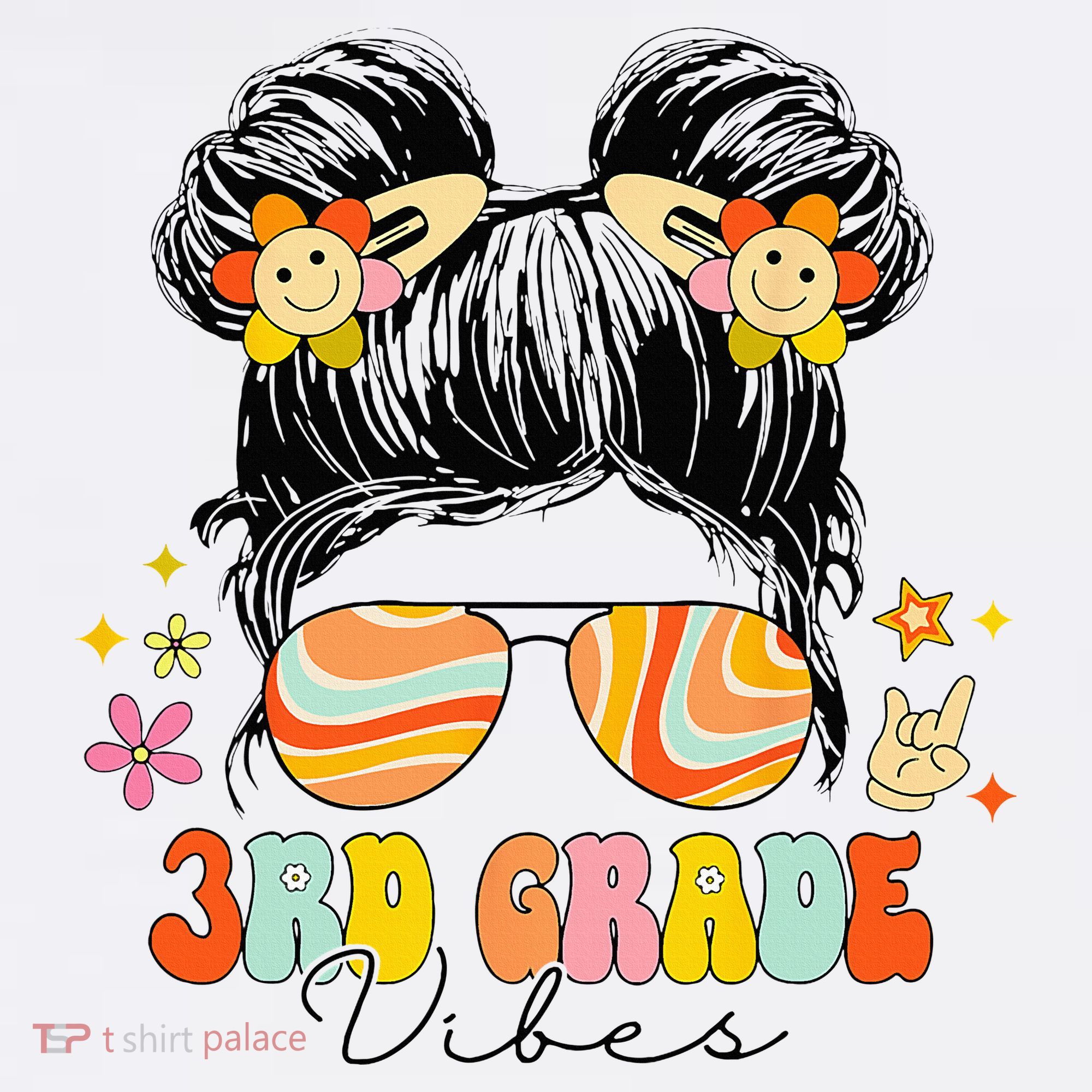 3rd Grade Vibes Messy Bun Third Grade Back To School Sweatshirt