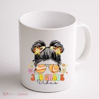3rd Grade Vibes Messy Bun Third Grade Back To School Coffee Mug thumb 1