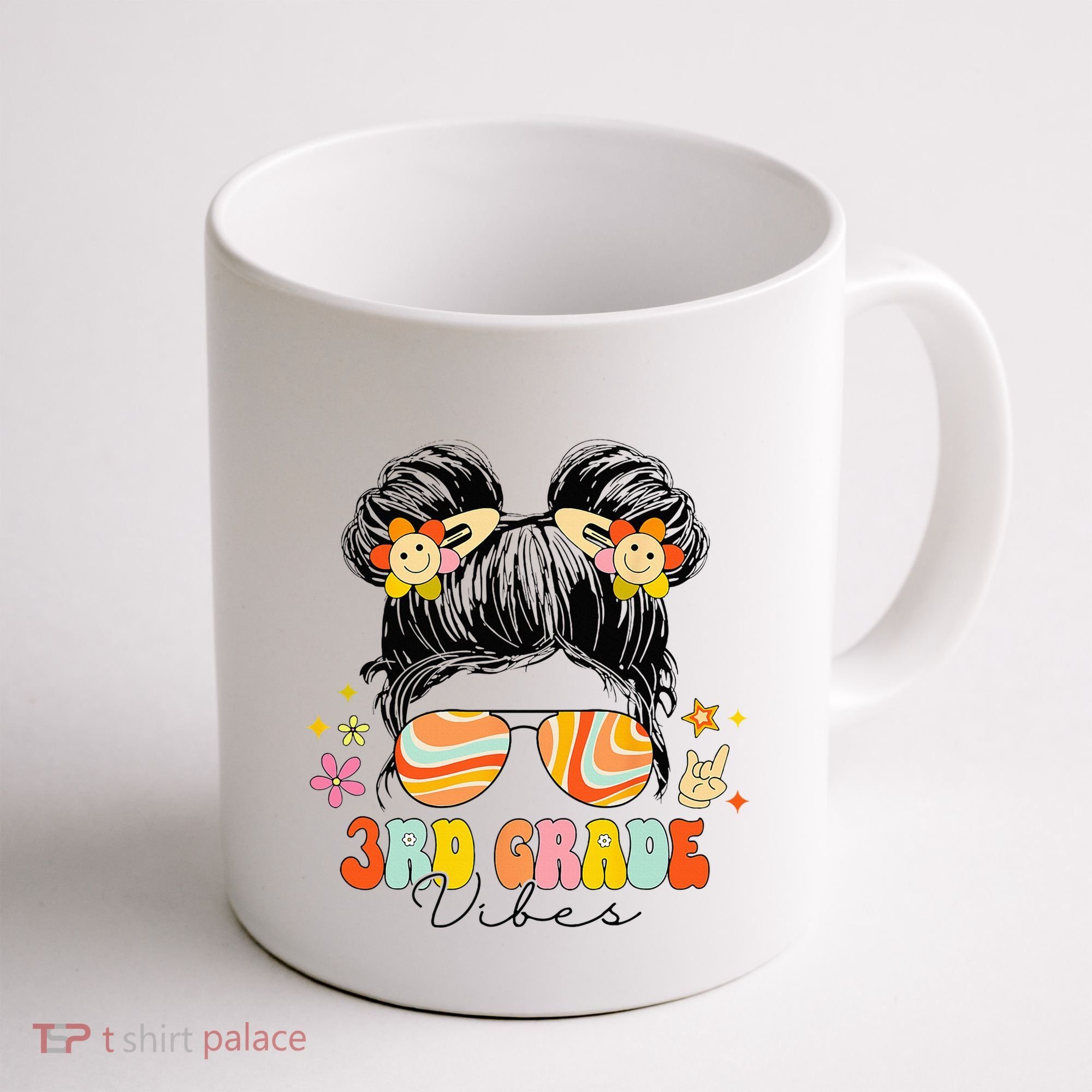 3rd Grade Vibes Messy Bun Third Grade Back To School Coffee Mug