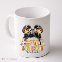 3rd Grade Vibes Messy Bun Third Grade Back To School Coffee Mug thumb 0