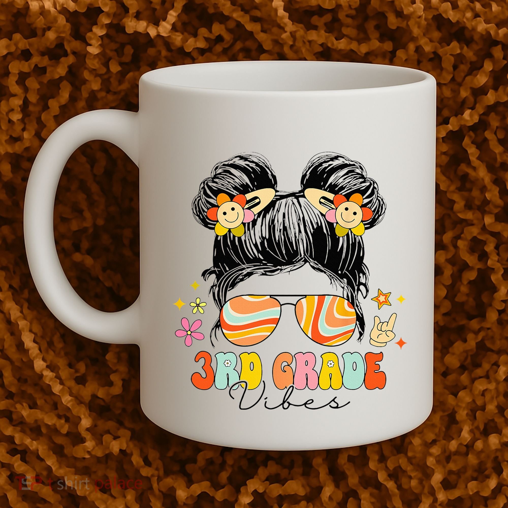 3rd Grade Vibes Messy Bun Third Grade Back To School Coffee Mug