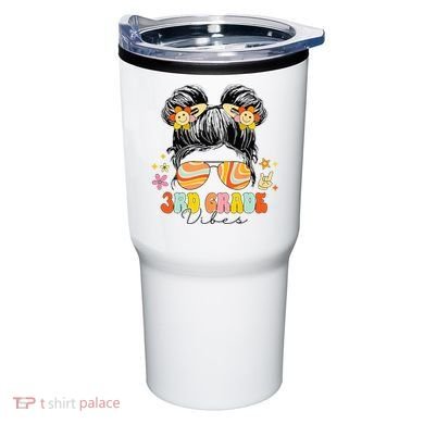 3rd Grade Vibes Messy Bun Third Grade Back To School Tumbler