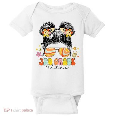 3rd Grade Vibes Messy Bun Third Grade Back To School Baby Bodysuit