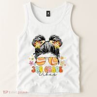 3rd Grade Vibes Messy Bun Third Grade Back To School Tank Top thumb 2