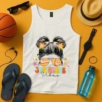 3rd Grade Vibes Messy Bun Third Grade Back To School Tank Top thumb 4
