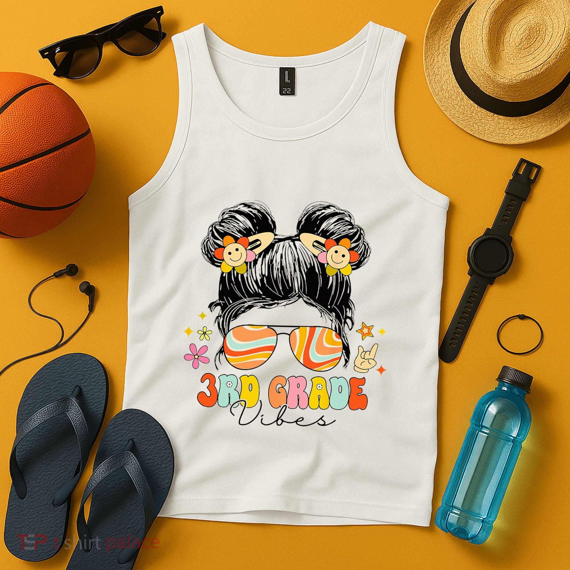 3rd Grade Vibes Messy Bun Third Grade Back To School Tank Top