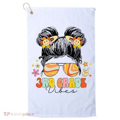 3rd Grade Vibes Messy Bun Third Grade Back To School Golf Towel