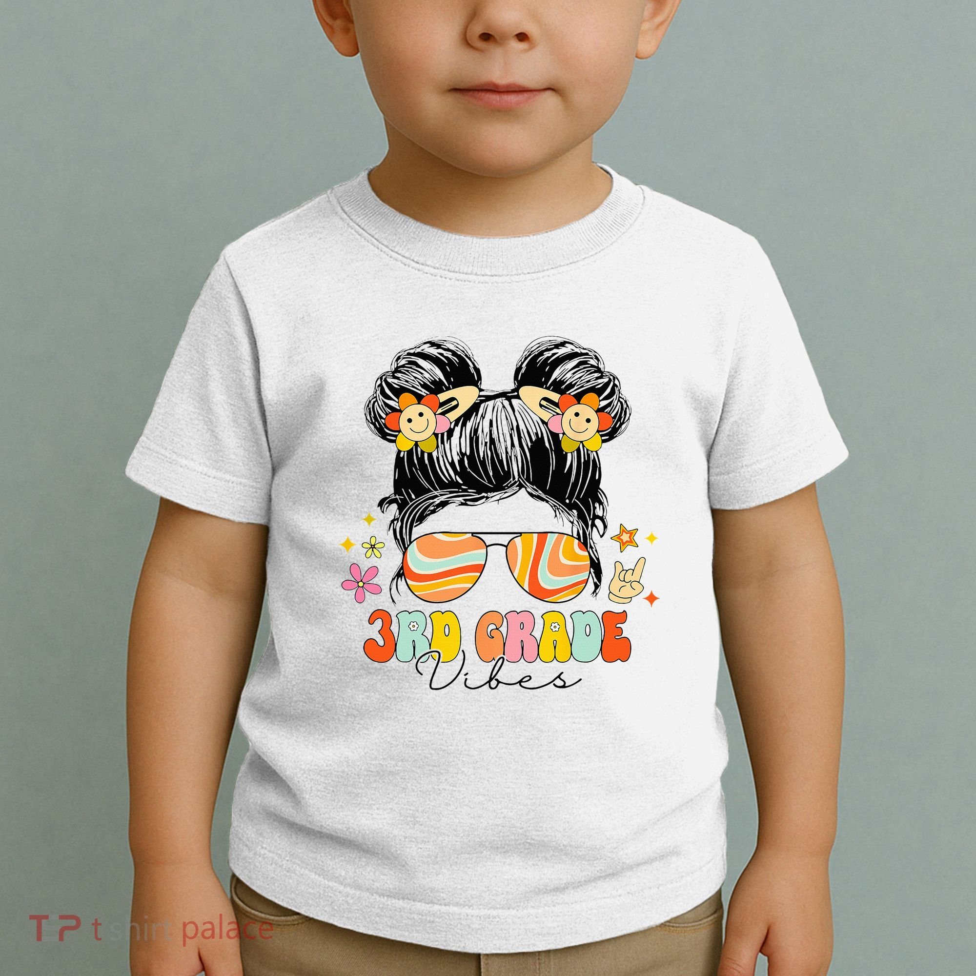 3rd Grade Vibes Messy Bun Third Grade Back To School Toddler T-Shirt