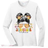 3rd Grade Vibes Messy Bun Third Grade Back To School Women's Long Sleeve Shirt thumb 0
