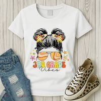 3rd Grade Vibes Messy Bun Third Grade Back To School Women's T-Shirt thumb 3