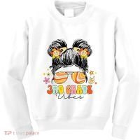 3rd Grade Vibes Messy Bun Third Grade Back To School Kids Sweatshirt thumb 0