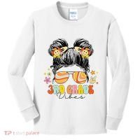 3rd Grade Vibes Messy Bun Third Grade Back To School Kids Long Sleeve Shirt thumb 0