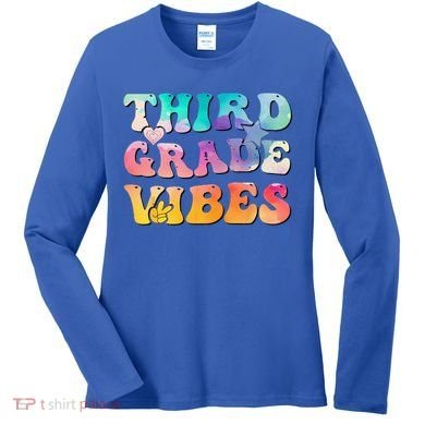 3rd Grade Vibes Back To School Retro Third Grade Teachers Women's Long Sleeve Shirt