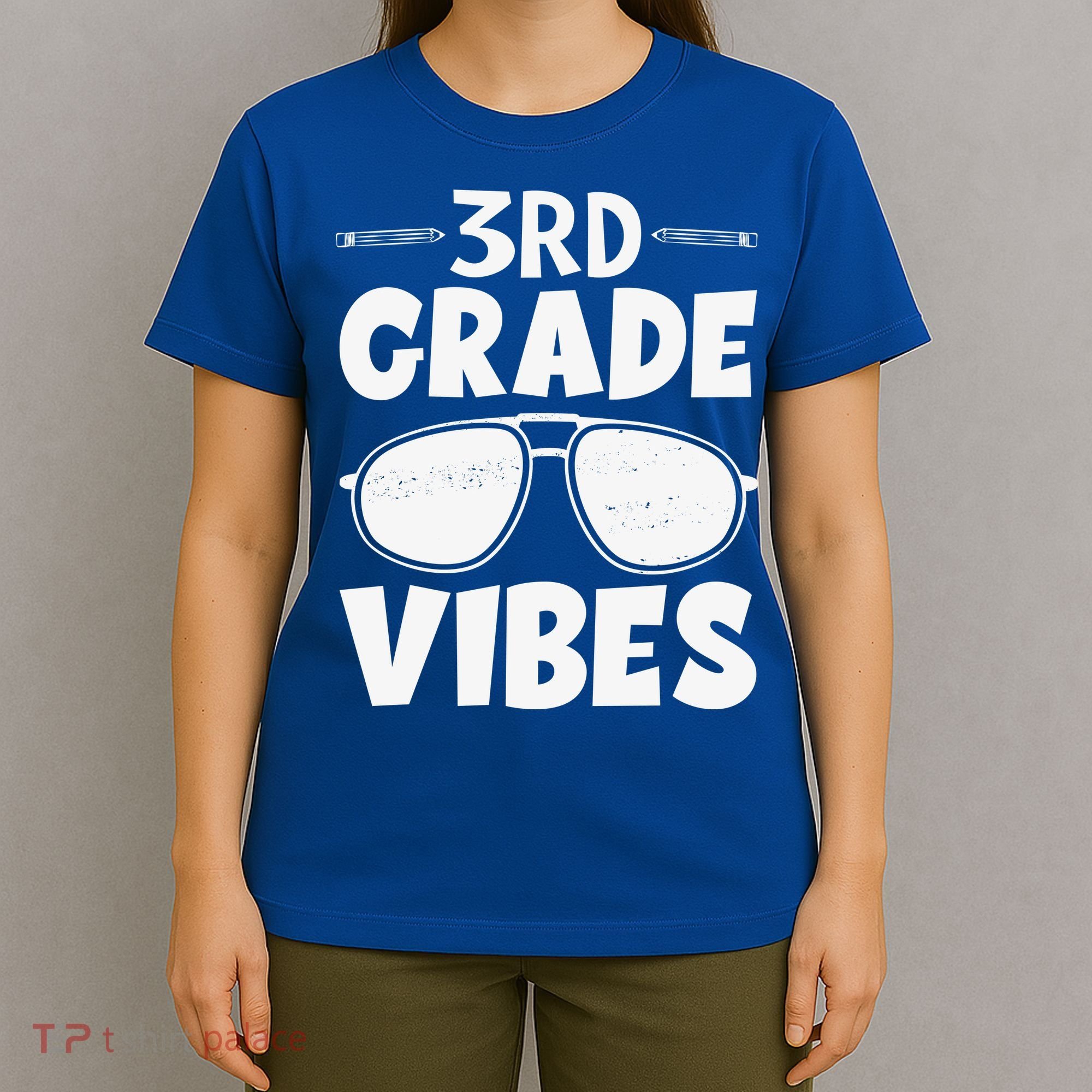 3rd Grade Vibers Glassess Teacher Student Back To School T-Shirt