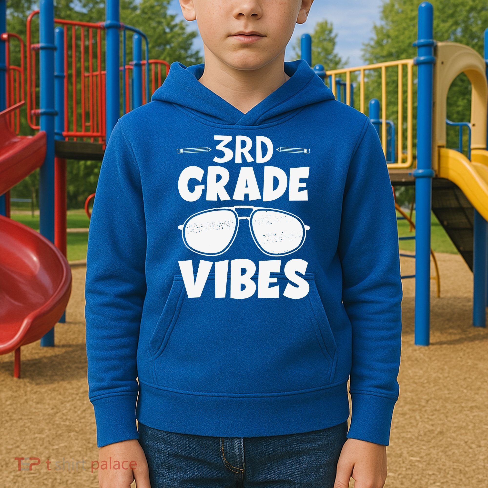 3rd Grade Vibers Glassess Teacher Student Back To School Kids Hoodie