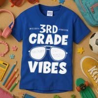 3rd Grade Vibers Glassess Teacher Student Back To School Kids T-Shirt thumb 3