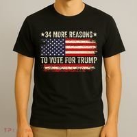 34 More Reasons To Vote For Trump Us Flag Convicted Felon T-Shirt thumb 3