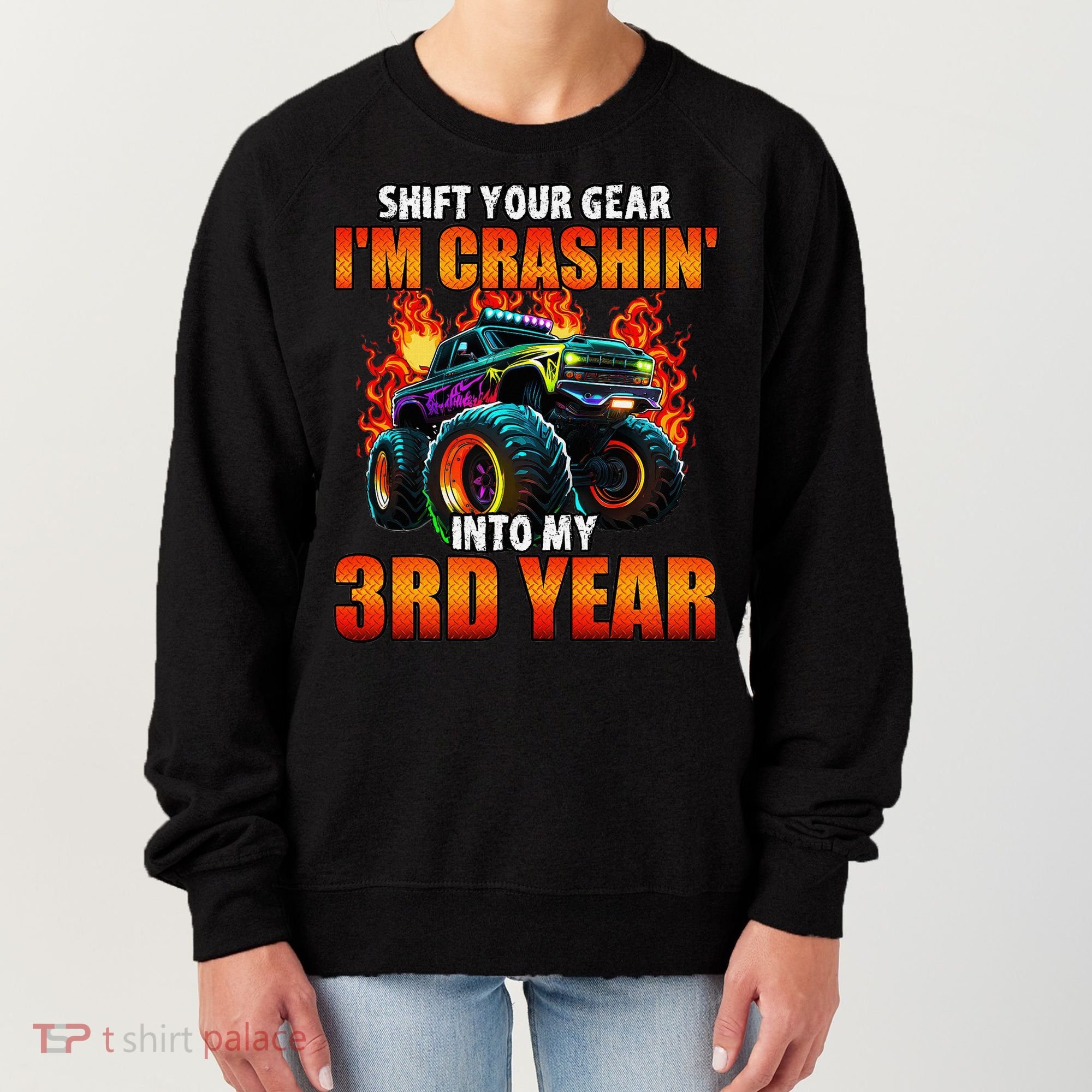 3rd Monster Truck Birthday Party Birthday Women's Sweatshirt