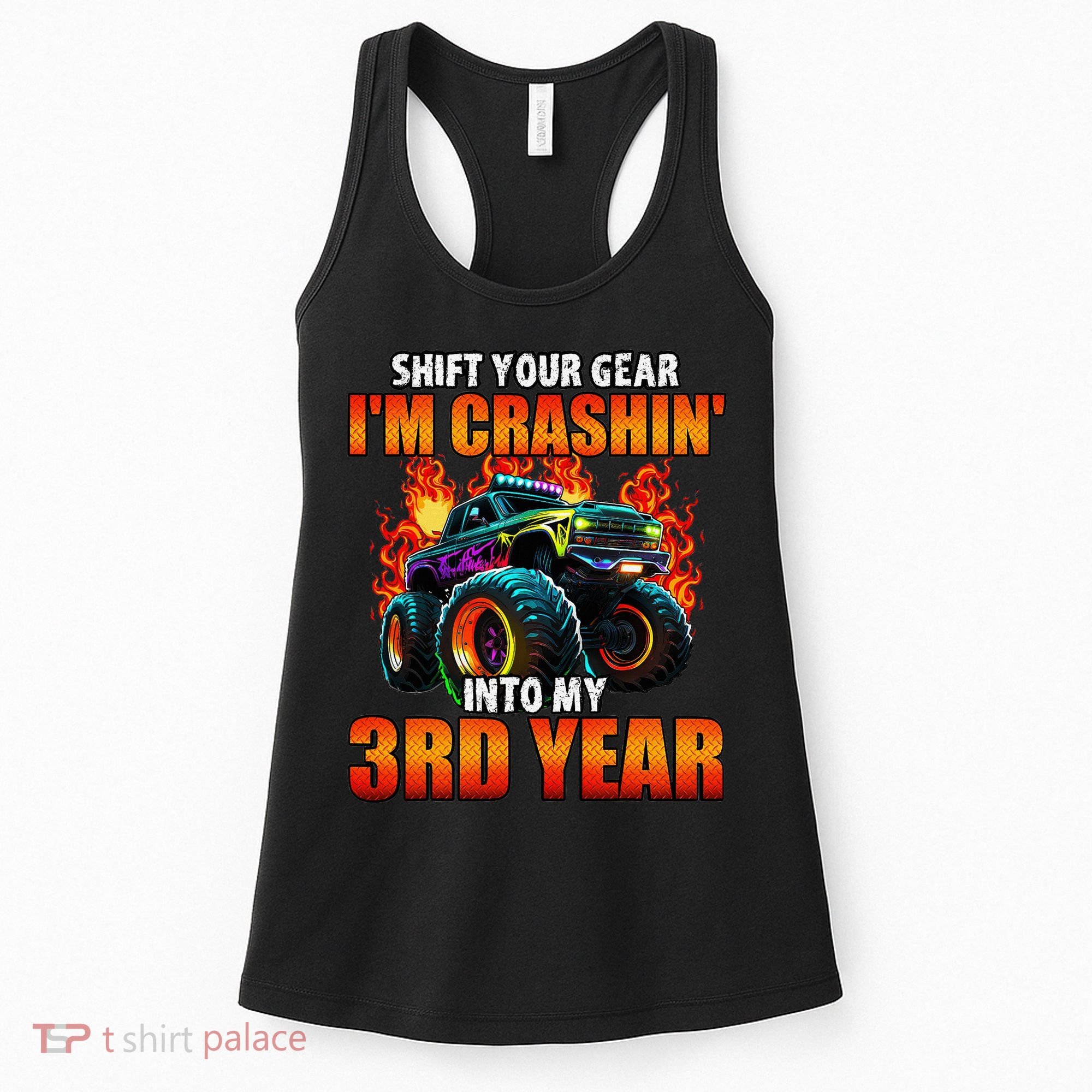 3rd Monster Truck Birthday Party Birthday Women's Tank Top