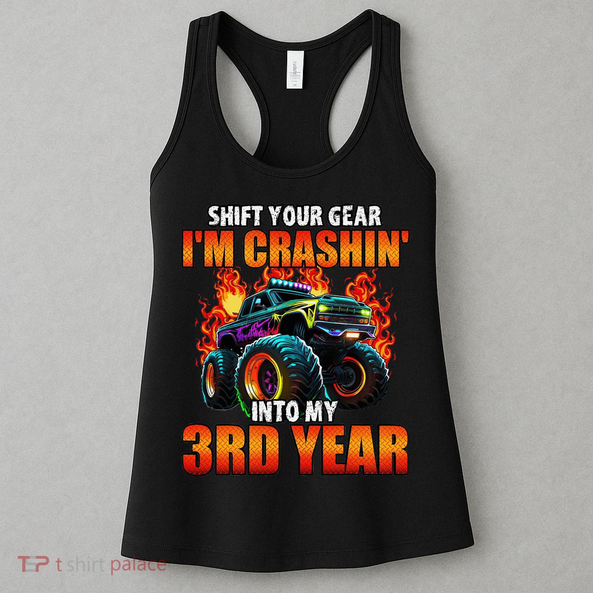 3rd Monster Truck Birthday Party Birthday Women's Tank Top