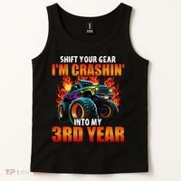 3rd Monster Truck Birthday Party Birthday Tank Top thumb 2