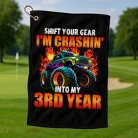 3rd Monster Truck Birthday Party Birthday Golf Towel thumb 1
