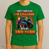 3rd Monster Truck Birthday Party Birthday T-Shirt thumb 3