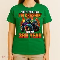 3rd Monster Truck Birthday Party Birthday T-Shirt thumb 4